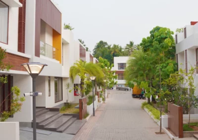 pathway of luxury villa home in trivandrum city