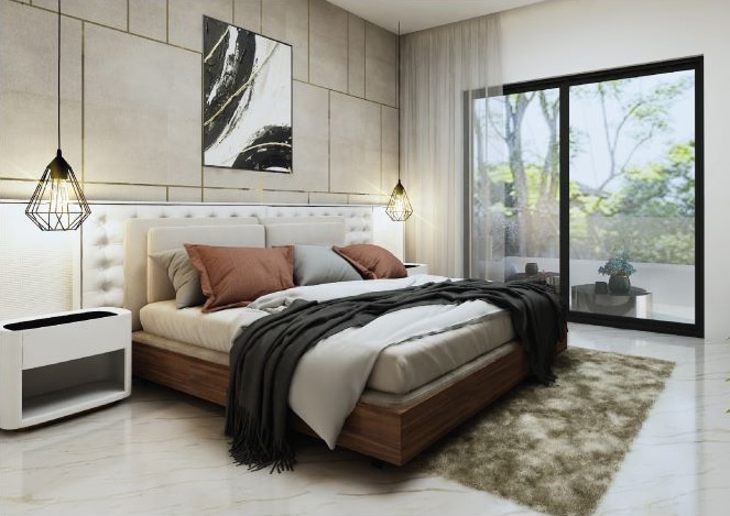 BED ROOM DESIGN OF APARTMENTS FOR SALE IN TRIVANDRUM