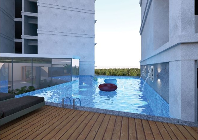 SWIMMING POOL DESIGN OF LUXURY APARTMENTS FOR SALE IN TRIVANDRUM