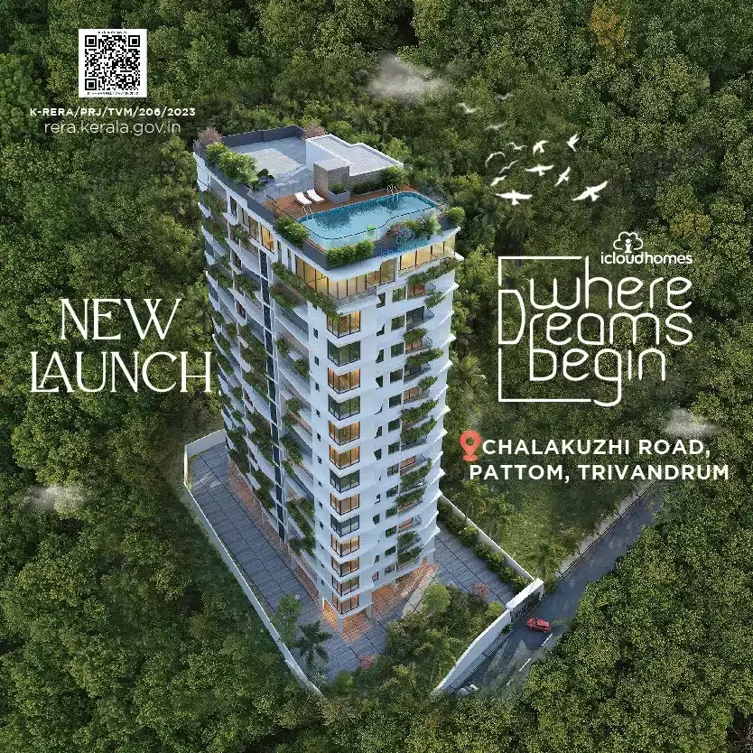 elevation view of apartments in pattom, trivandrum